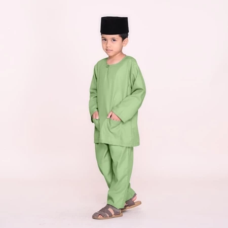 BAJU MELAYU WARISAN TELUK BELANGA - KIDS EDITION SAGE GREEN