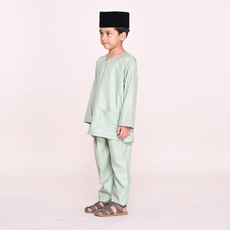 BAJU MELAYU WARISAN TELUK BELANGA - KIDS EDITION SEA GREEN