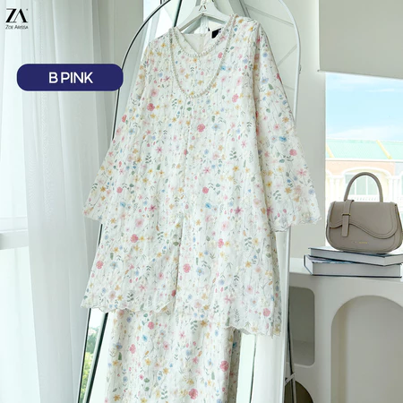 ZOE ARISAH Jawaria Baju Kurung Muslimah Kebarung Moden Full Lace Sulam G KHAKI