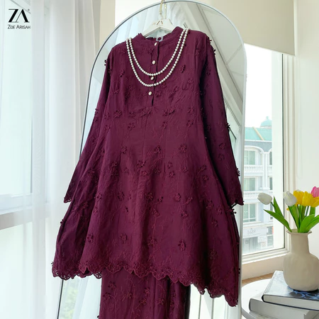 ZOE ARISAH Widuri Kurung Premium Sulam Kebarung Baju Raya 2026